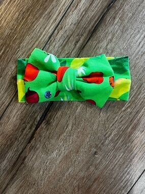 Little sleepies Green Fruit Print Kids Bow Headband